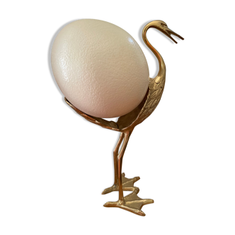 Brass bird and ostrich egg