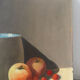 Still life with blue veil, oil on canvas signed