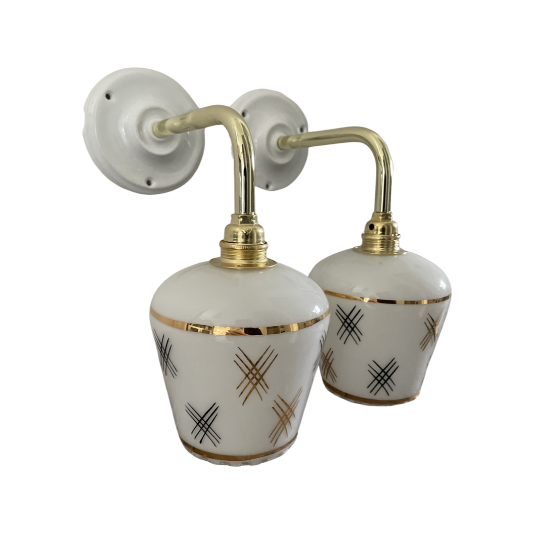 Pair of vintage white opaline sconces