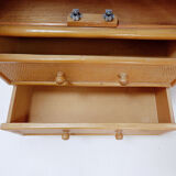 Vintage bamboo bookcase with drawers, 1980s