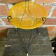 Antique Tripod Side Table Black Metal & Yellow Glass Bowl Years