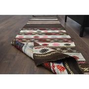 1970s Turkish Oushak Handmade Wool Cotton Brown Runner 65x243