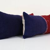 10" x 20" set of two oriental boho pillow kilim pillow cover chair pillow small oblong, set turkish