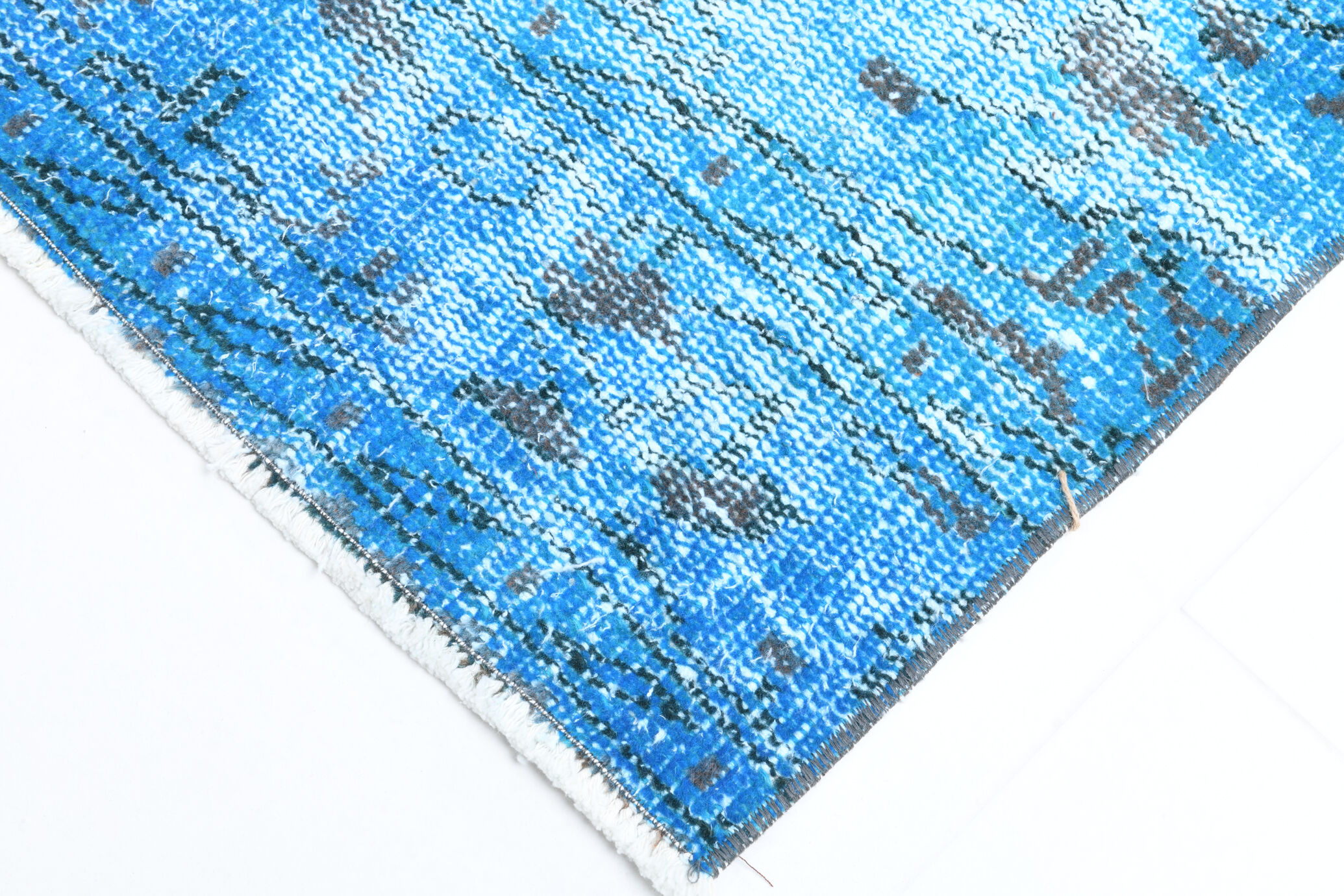 2x9 di̇stressed blue oushak runner rug, 282x75cm