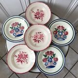 Set of 6 mismatched hollow plates longchamp and hbcm model mulhouse years 40-50