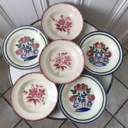 Set of 6 mismatched hollow plates longchamp and hbcm model mulhouse years 40-50
