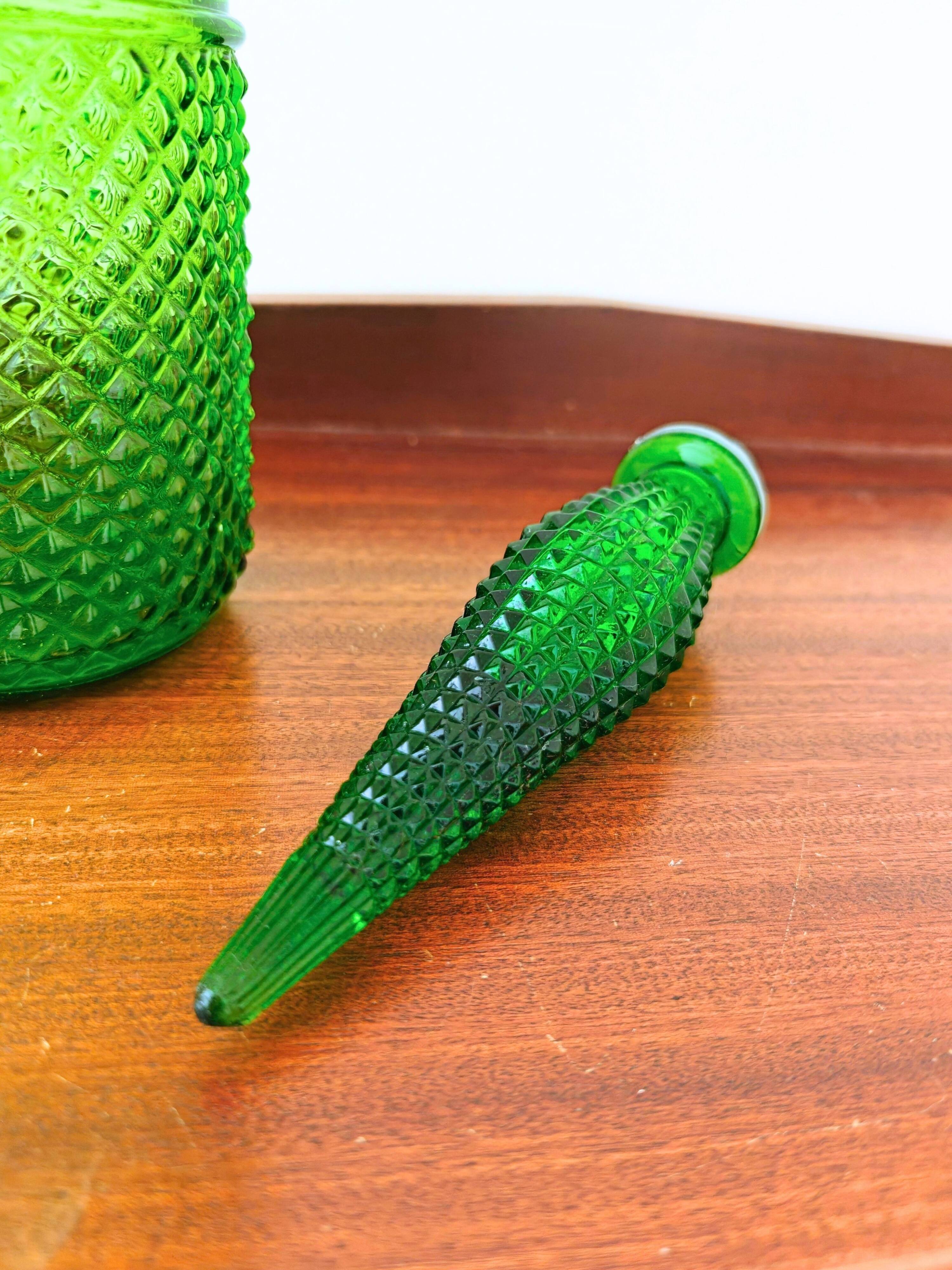 Italian carafe Empoli green with diamond point relief