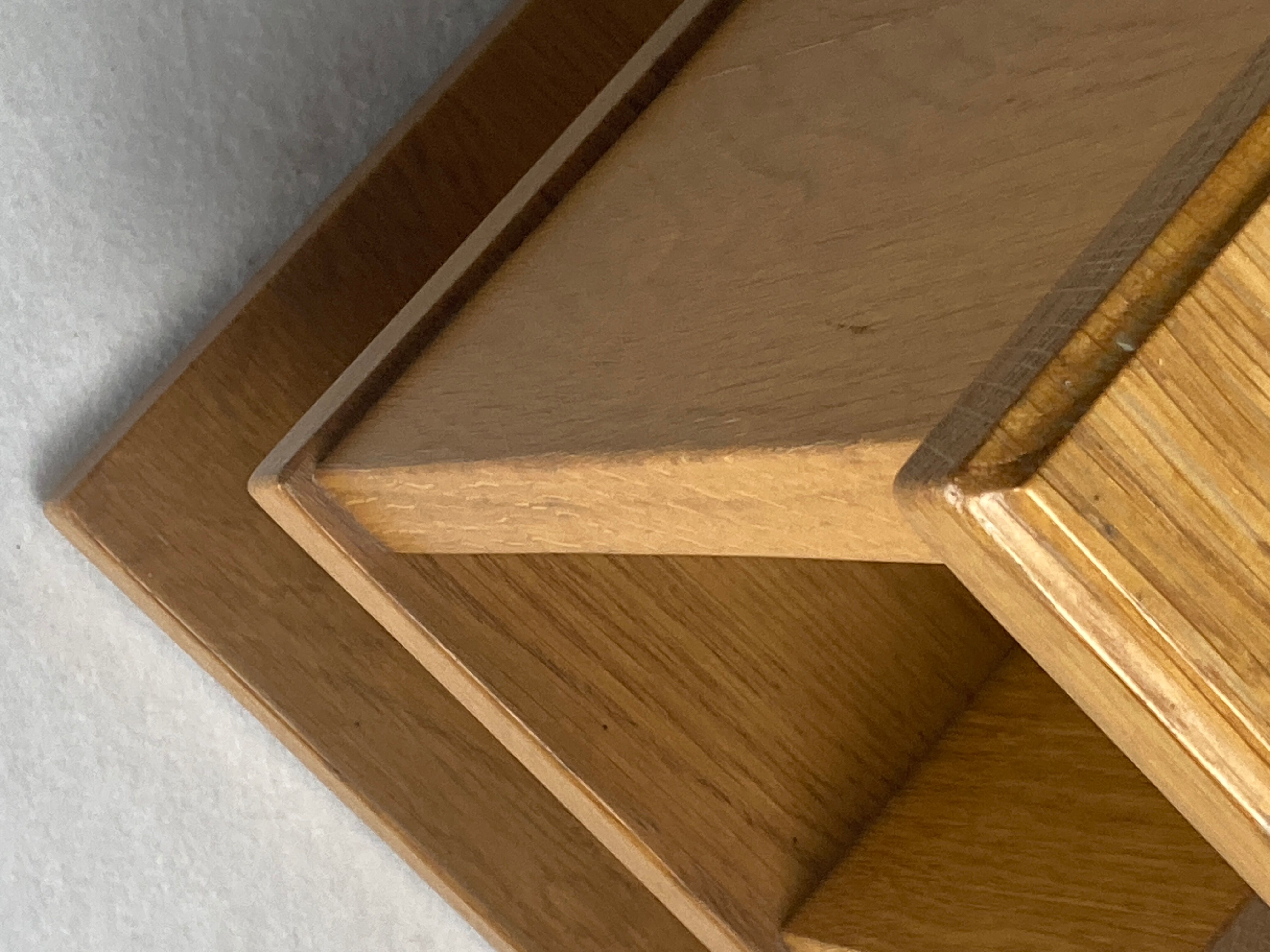 Dutch architectural blonde oak side table, 1980s