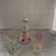 Carafe and 4 glasses with design and vintage patterns 1950/60