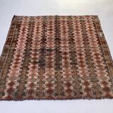 Large Vintage Turkish Kilim Rug 180x182 cm Wool Kelim, Square