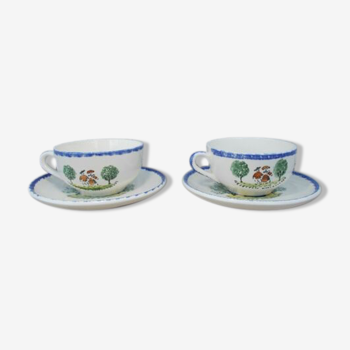 2 cups tea or chocolate St Clément decoration characters