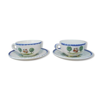 2 tasses thé ou chocolat St Clément décor personnages