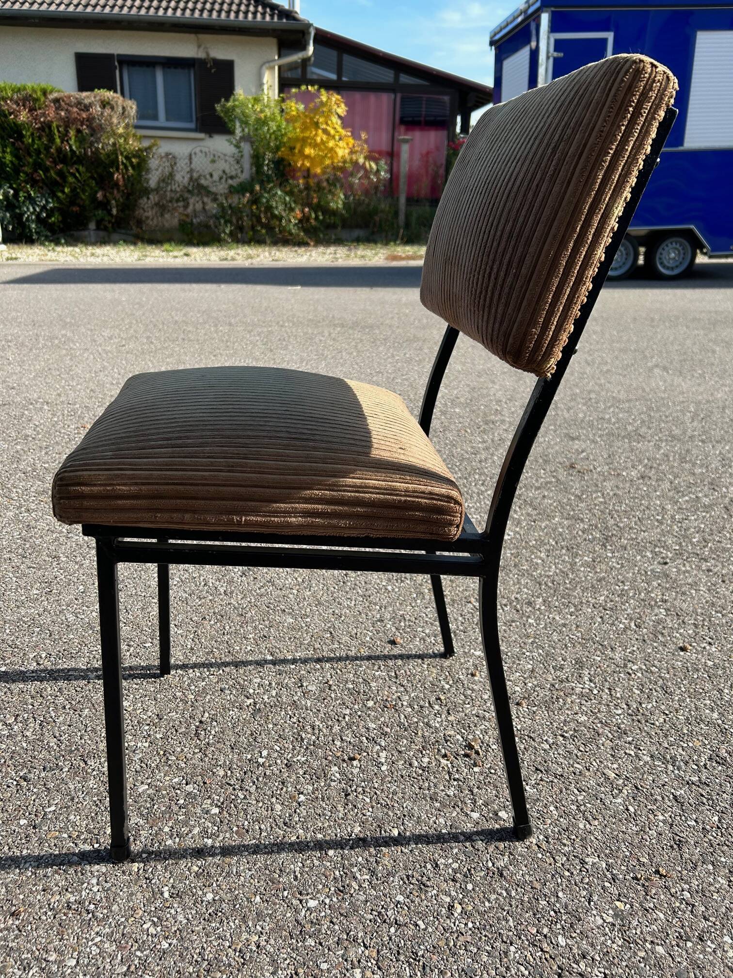 Vintage metal and velvet chair 1950