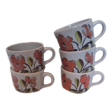 5 tasses à café en grès vintage