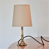 Bedside lamp in gold metal and linen lampshade
