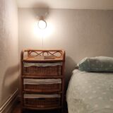 Pair of two vintage rattan and wicker bedside tables - from the 60s/70s