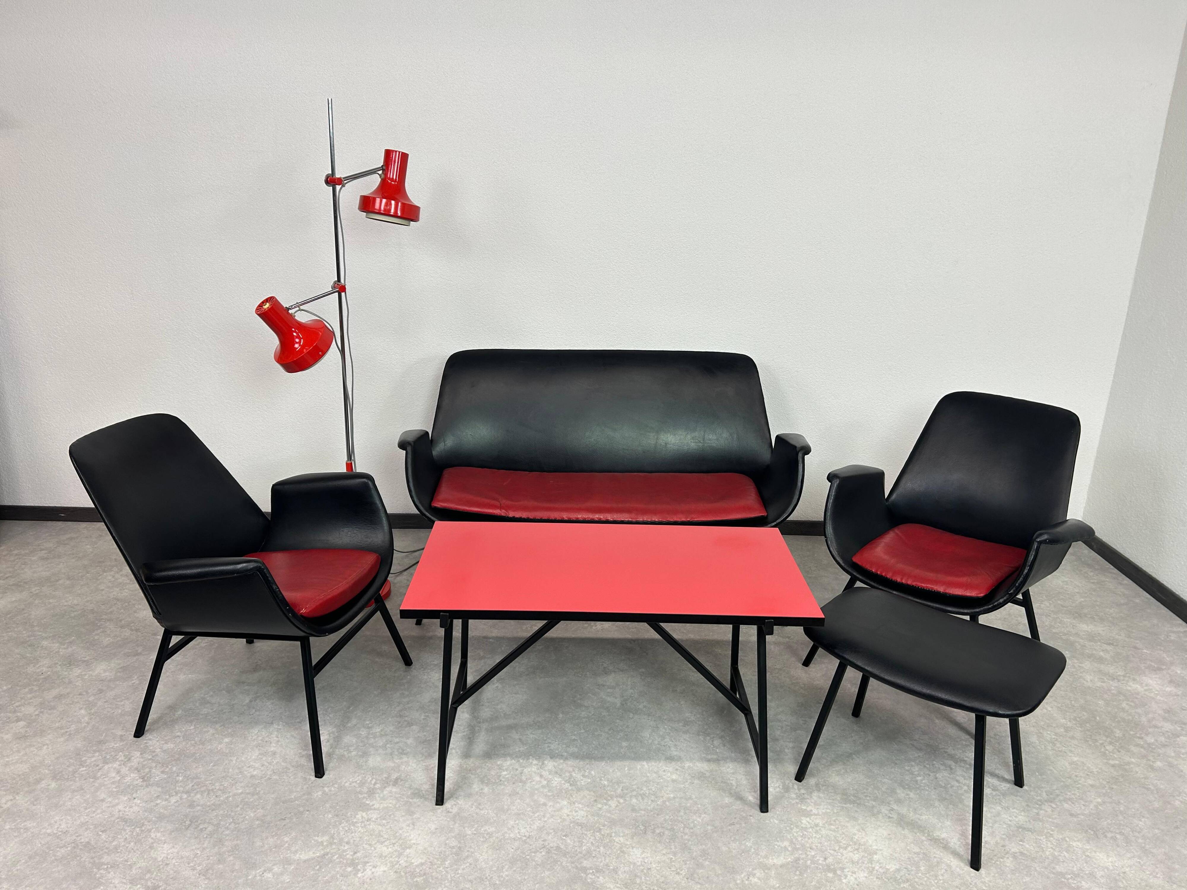 Mid-century leather seating group attributed to Gastone Rinaldi.