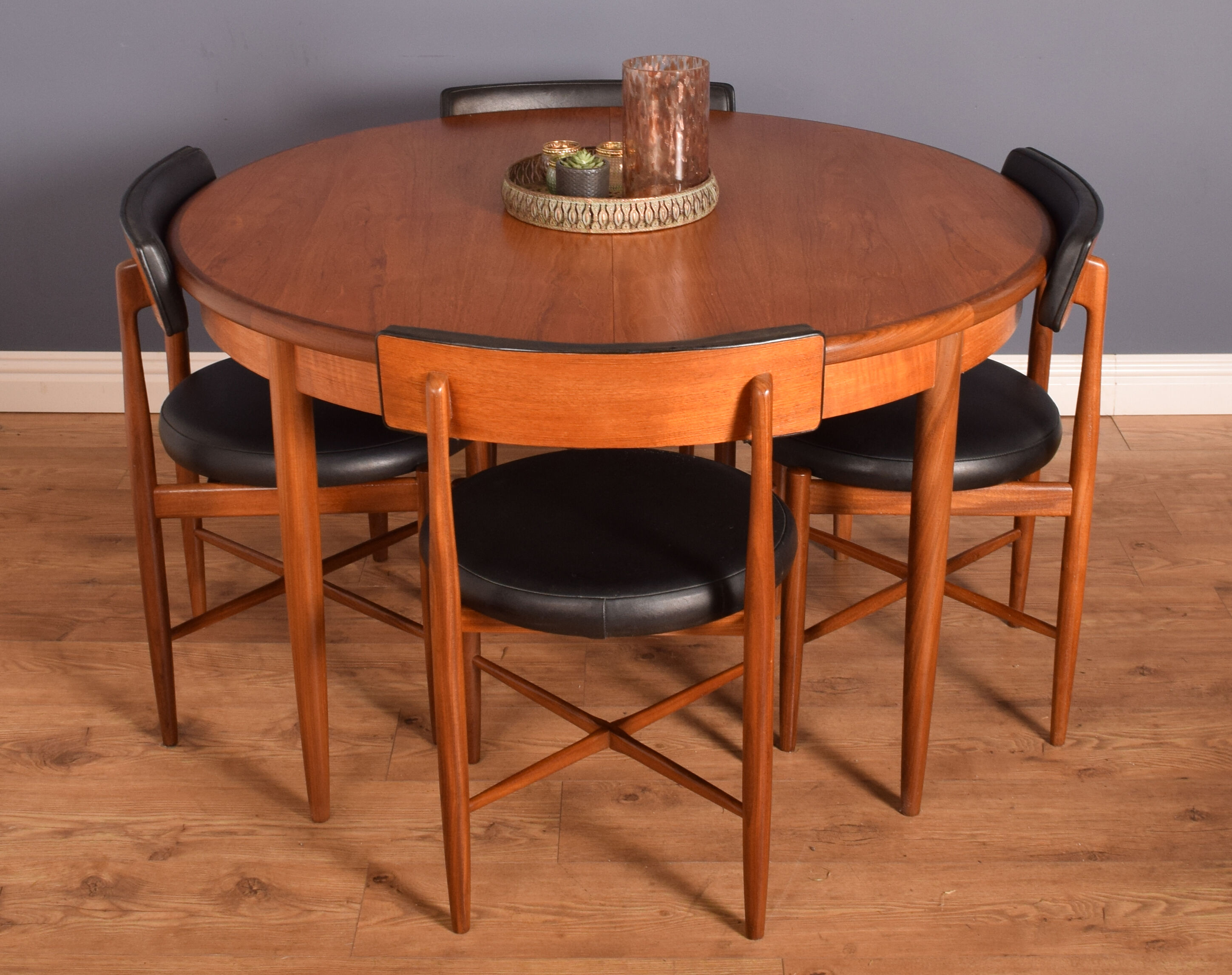 Restored Teak 1960s Retro G Plan Fresco Round Table & 4 Chairs Victor Wilkins