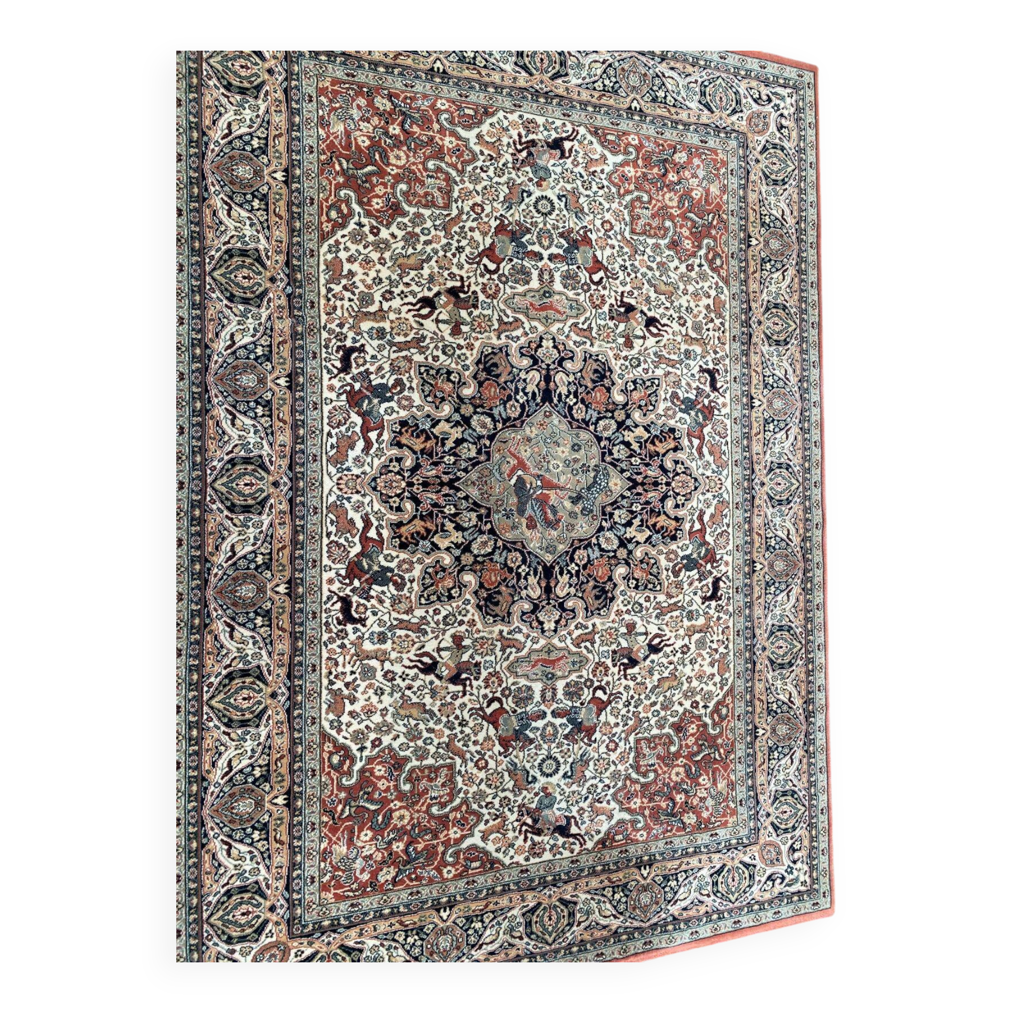 Oriental rug from India Taj Mahal burgundy flowers 160x230