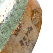 Pierre Devie, Mid-century modern green ceramic solifleur vase, France 1980