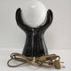 Black ceramic and opaline design hand lamp 90s