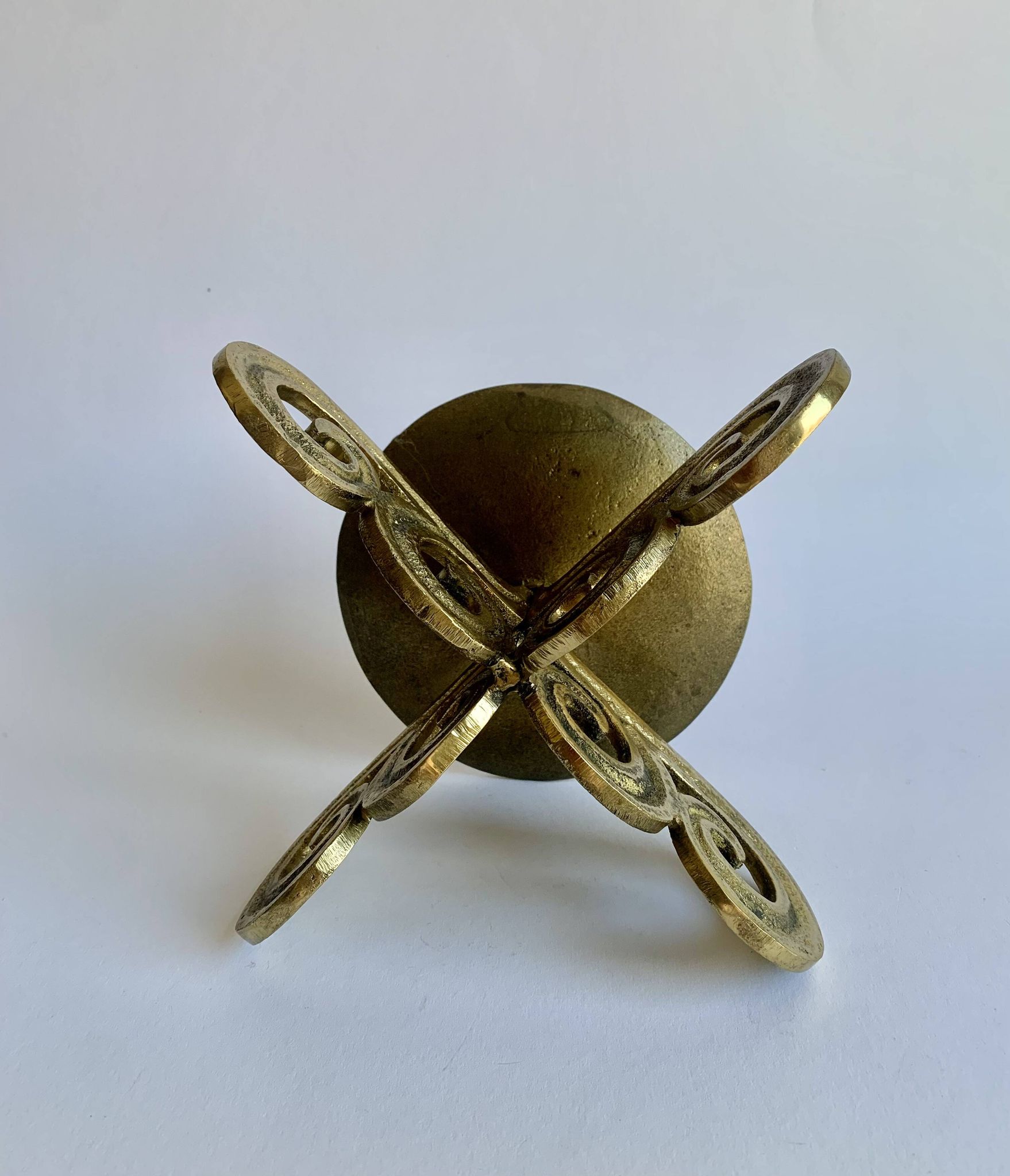 Brutalist bronze candleholder, 1970s