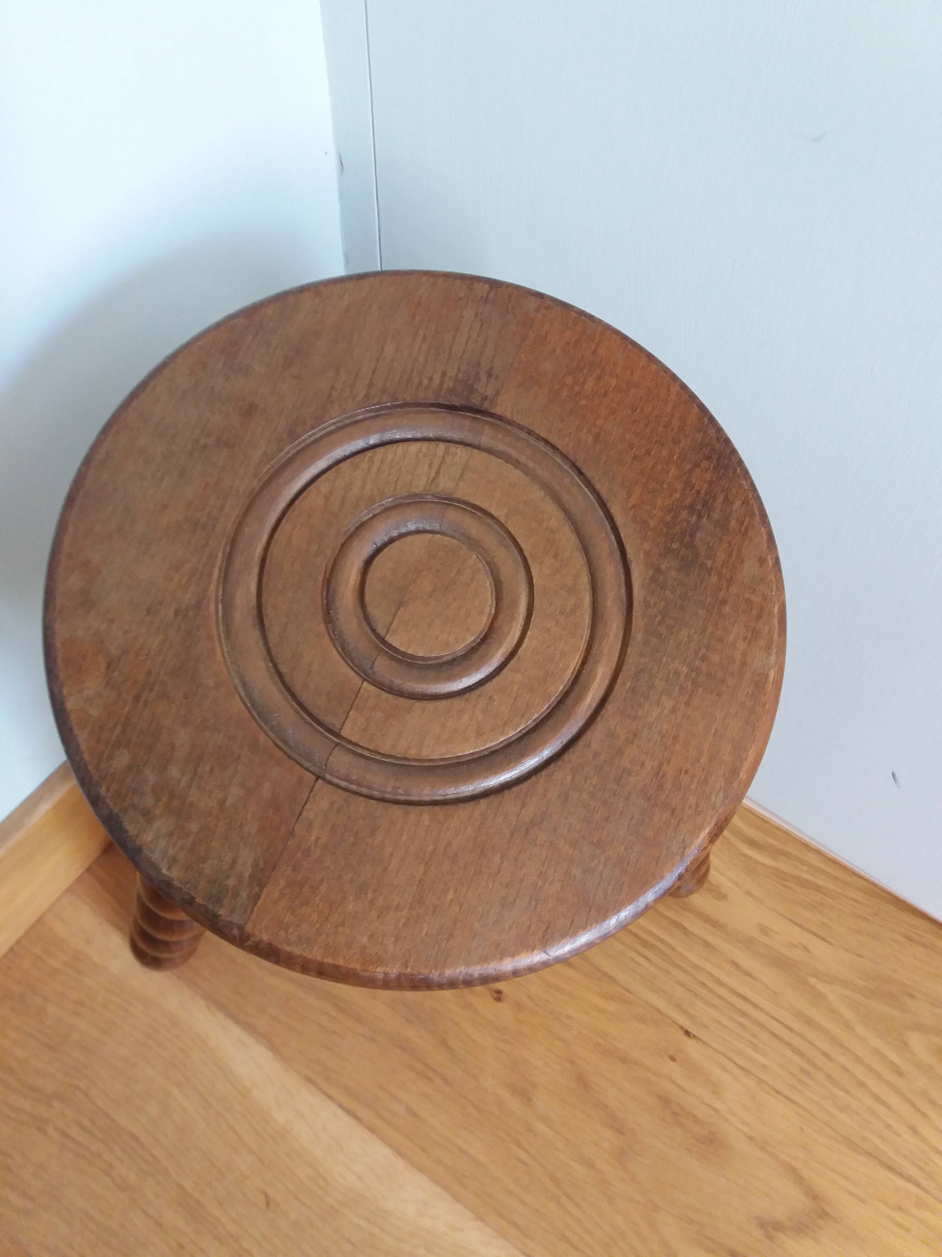 Turned wood tripod stool