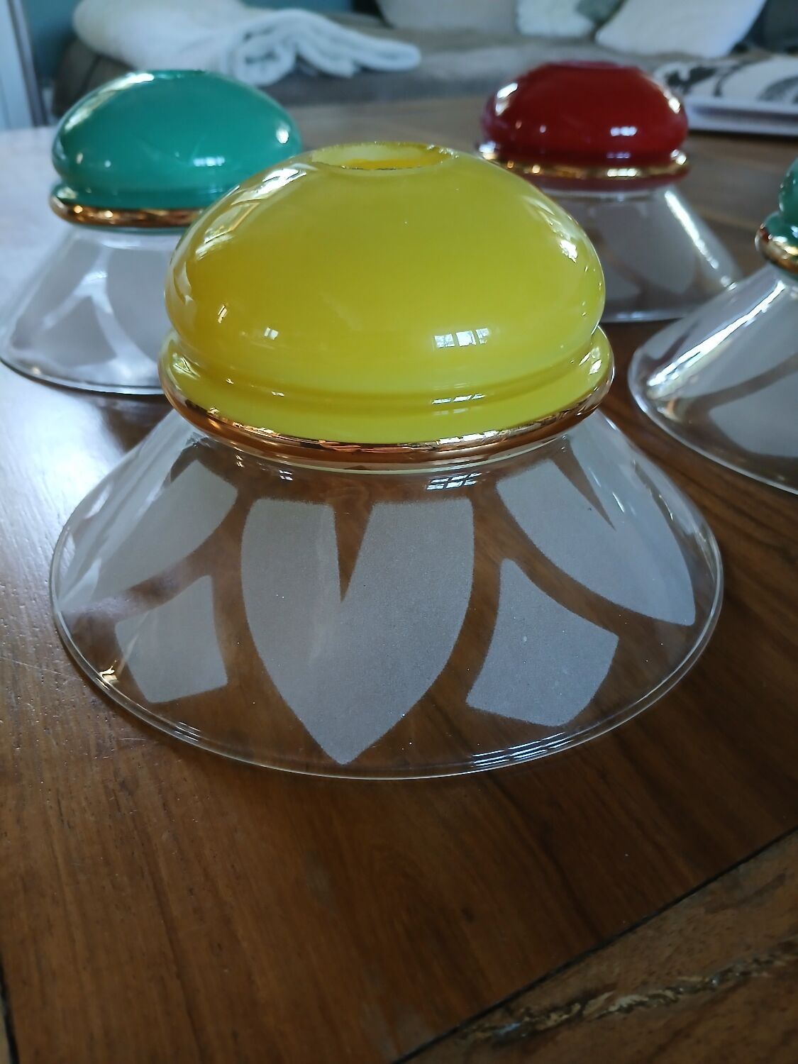 4 Art Deco glass pendant lights