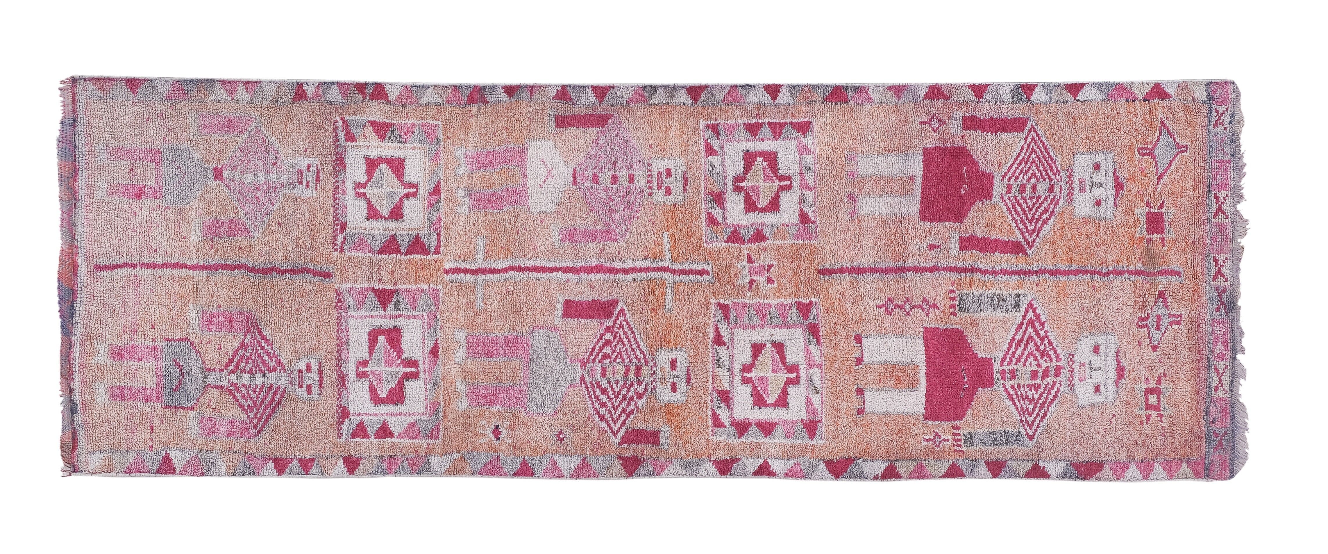 Vintage Turkish rug from Oushak, hand-woven100x284 cm