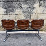 Chrome bench and camel leather