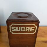 Vintage wooden spice boxes old coffee sugar