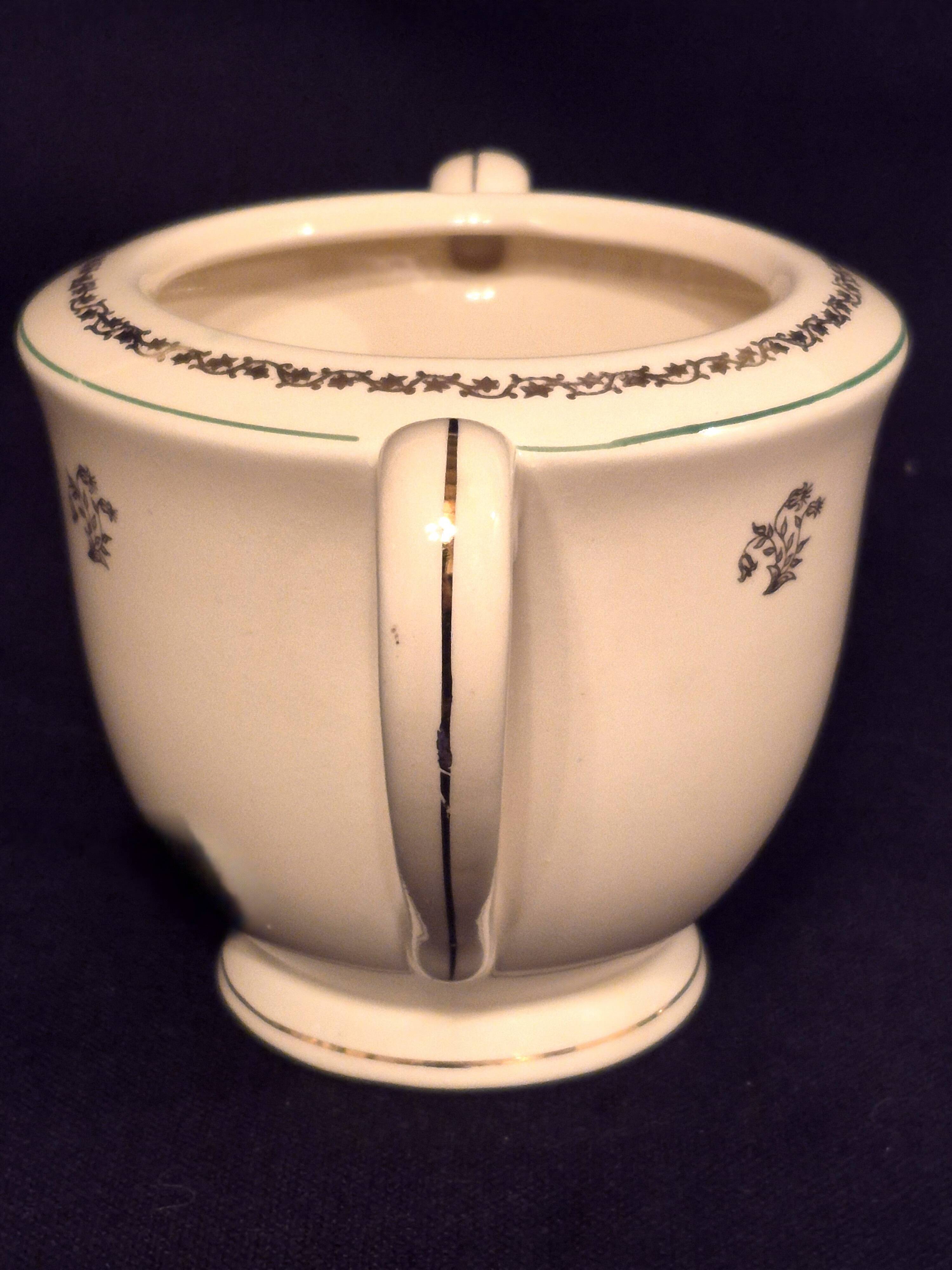 Antique sugar bowl, in Gien earthenware, Model Valence A040