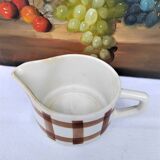 Cream pot brown grid decoration - Moulin des loups
