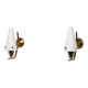 Pair of 1950s Italian Brass Sconces with Conical Opaline Glass Shades