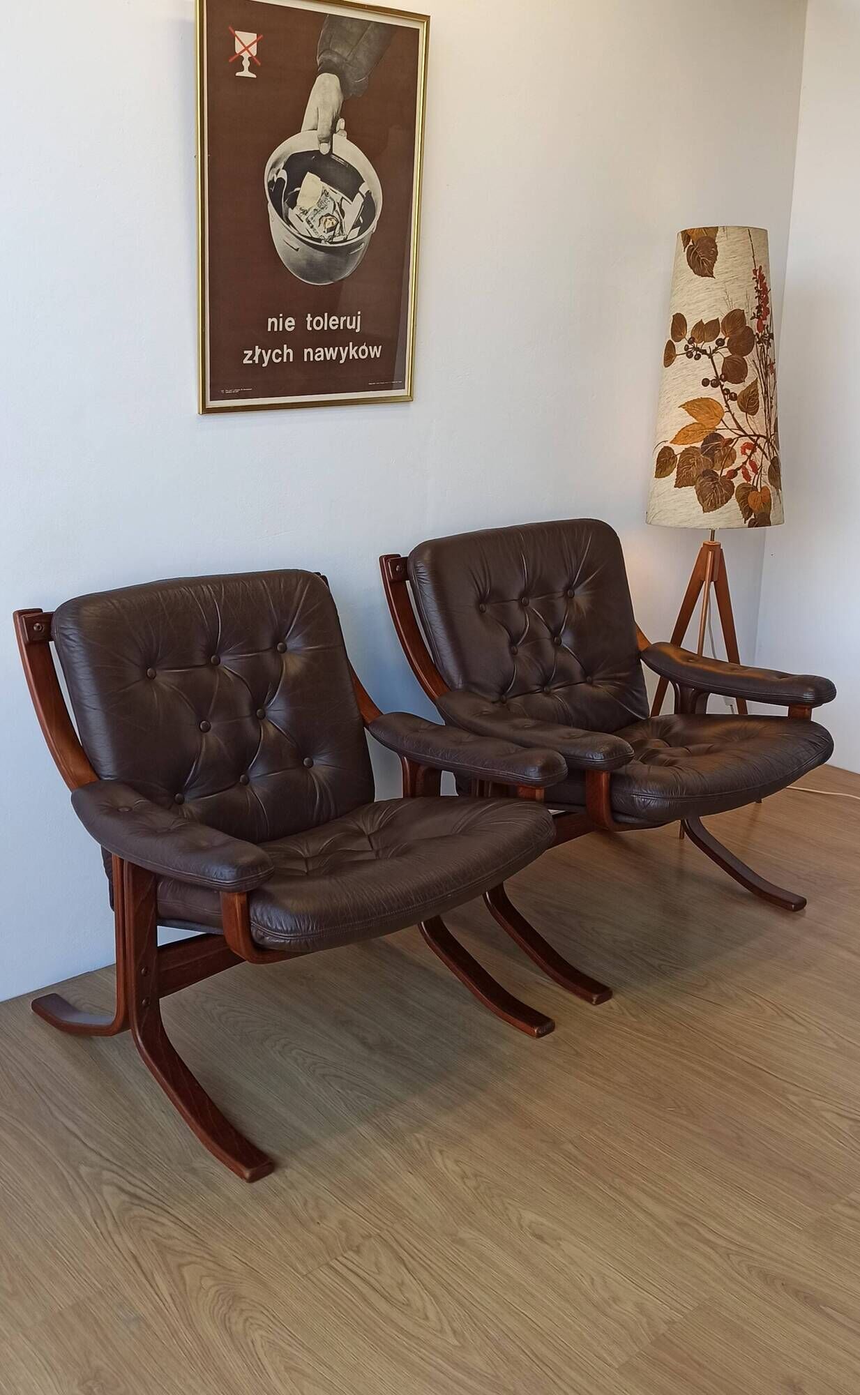 Norwegian Easy Chairs in Leather by Jon Hjortdal, Velledalen. Set of 2.
