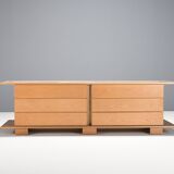 1970s Italian Sideboard in Beech Veneer with Six Drawers