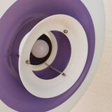 Lampe suspendue années 1970-80 du danois ES Horn, en belle laque blanche avec contraste violet/rouge