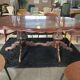 Oval table with marquetry top
