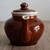 Vintage French brown teapot with ceramic infuser