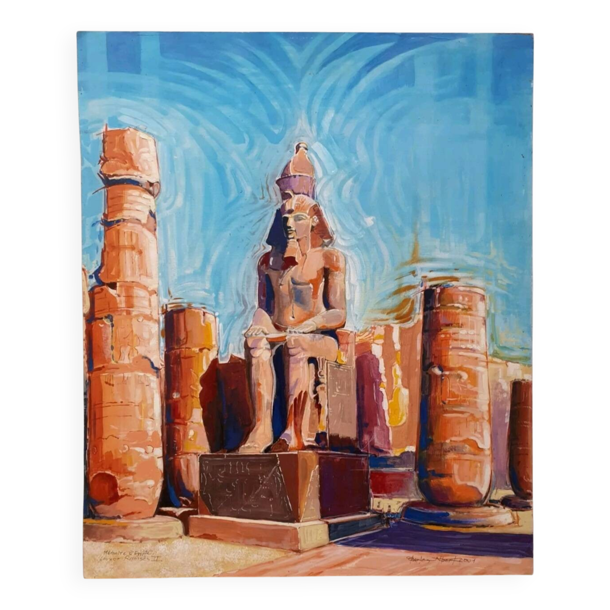 Tableau huile Ramsés II  Signé Albert