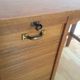 Vintage 1950s oak desk with sliding curtain.