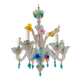 Lustre vénitien en verre soufflé polychrome – Murano