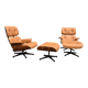 2 x Vitra Eames Lounge Chair XL + Ottoman, Cognac leather & Santos Rosewood