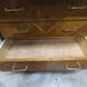 Atypical 1960s Scandinavian chest of drawers in blue Ainhoa Satiné with 4 drawers.