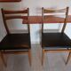 5 Scandinavian style chairs, wood and black faux leather.