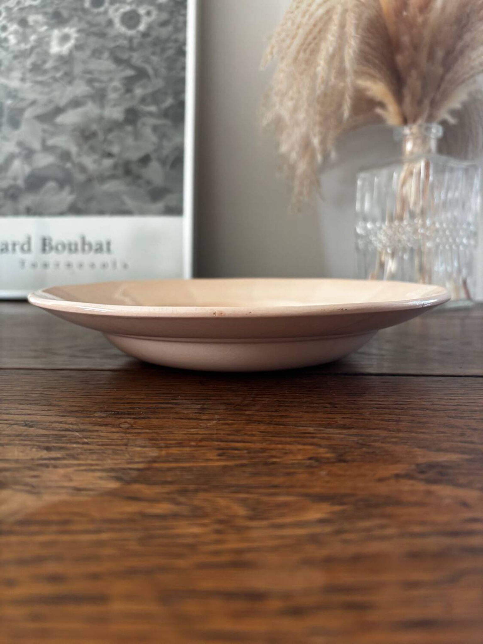 Vintage set of 8 powder pink soup plates Digoin Sarreguemines