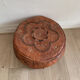 Vintage Moroccan leather pouf