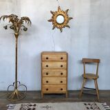 5 drawers dresser in light fir 1950 black buttons