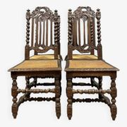 Set of 4 Renaissance style hunting lodge chairs in carved oak