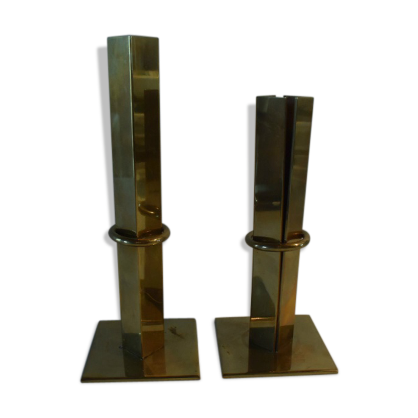 2 candlesticks with vintage-art-nouveau clamping rings